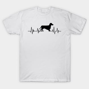 Dachshund Heartbeat wiener dog Heartbeat Silhouette badger dog T-Shirt